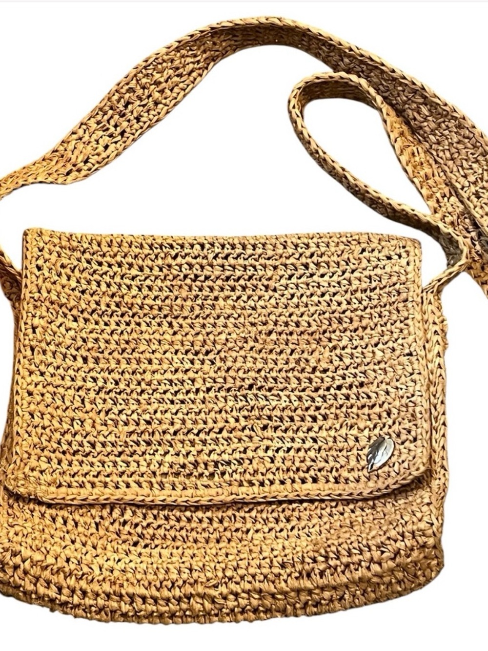 Helen Kaminski Australia Woven Raffia Straw Messenger Crossbody Bag